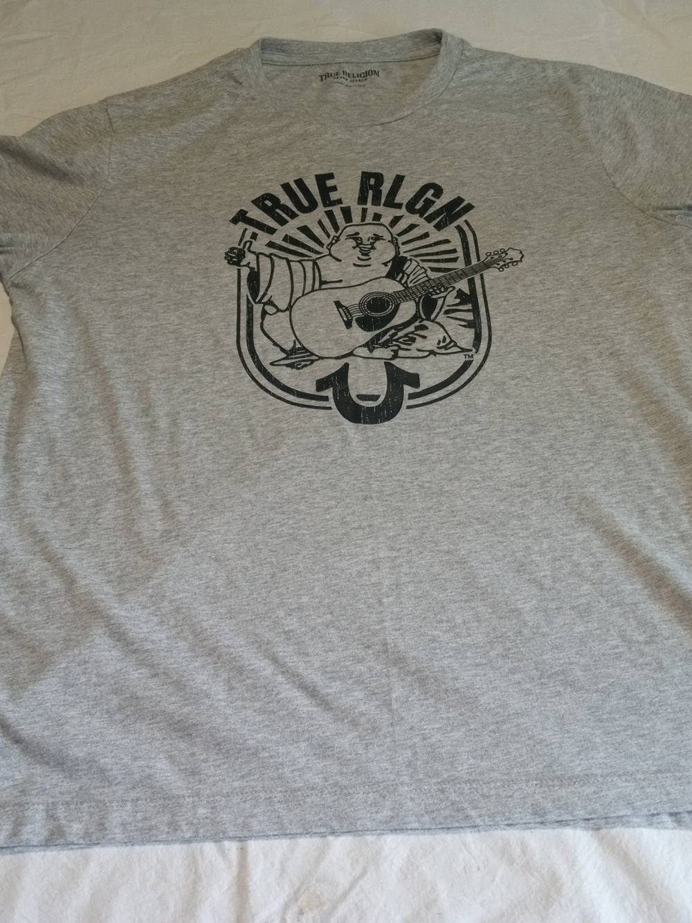 True Religion Grey Short Sleeve Graphic Tee with Black Logo
